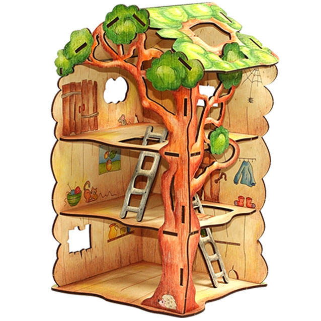 Деревянный конструктор Woody "Дом-дерево для Лешиков". Фото N2