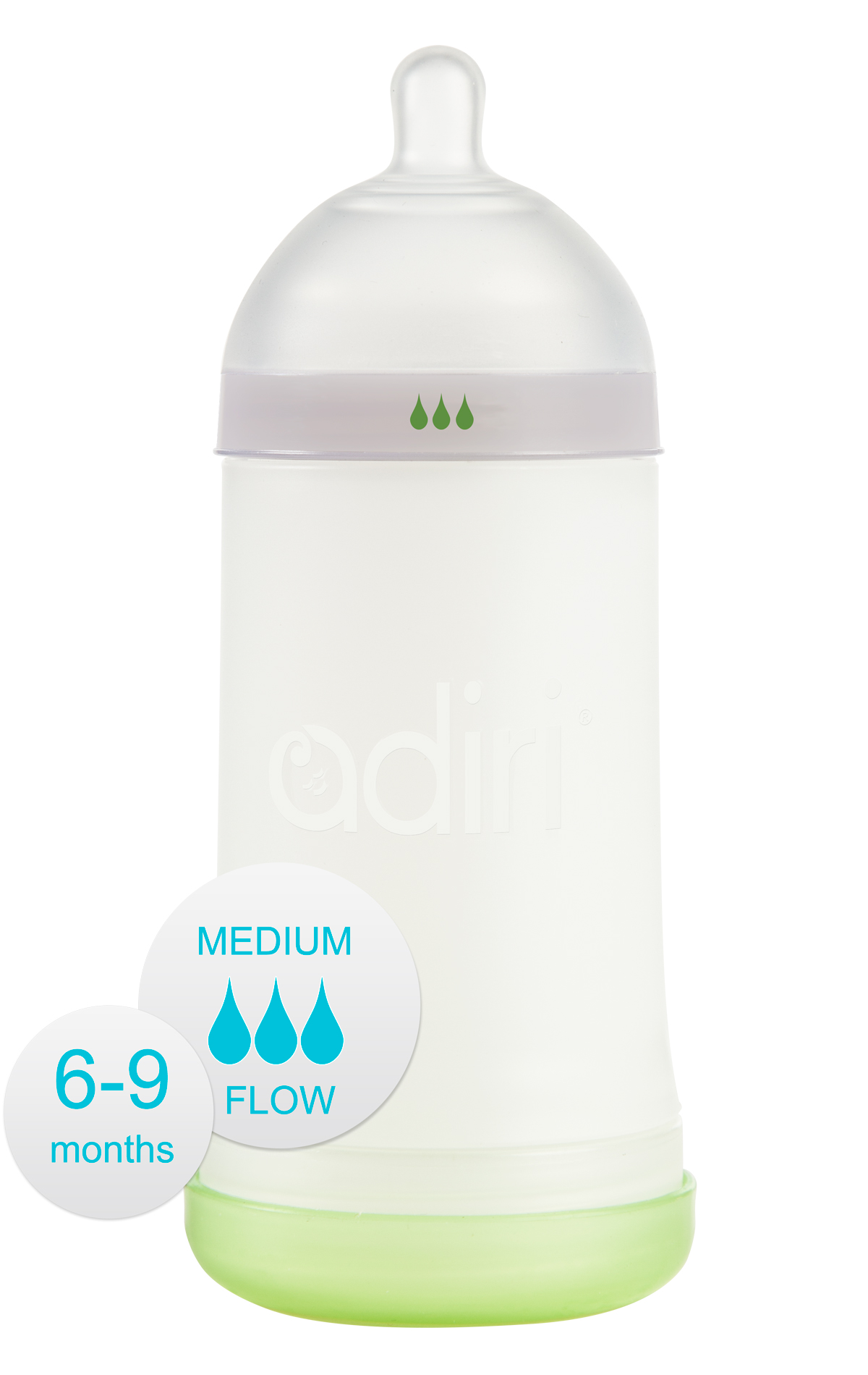 Детская бутылочка Adiri NxGen Medium Flow White 6-9 мес. 281 мл