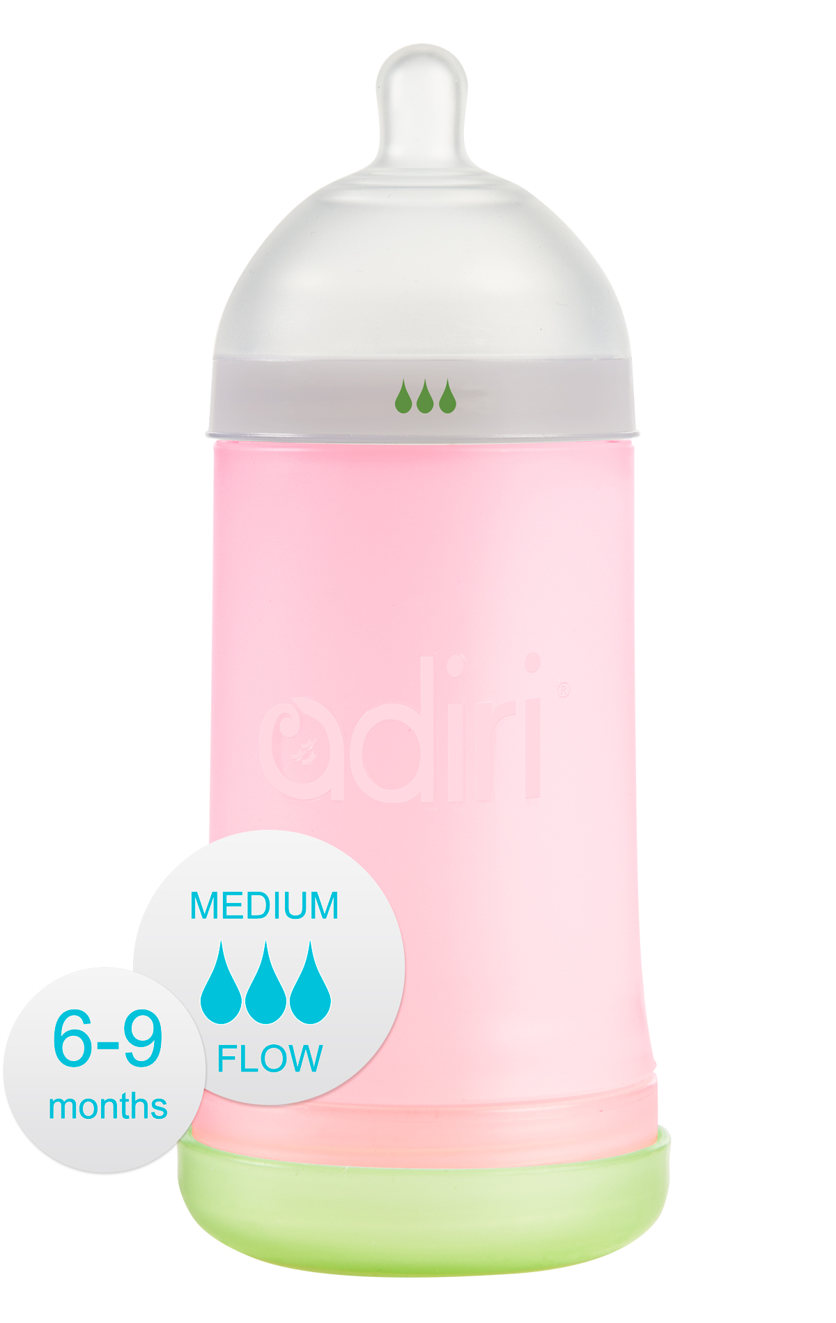 Детская бутылочка Adiri NxGen Medium Flow Pink 6-9 мес. 281 мл